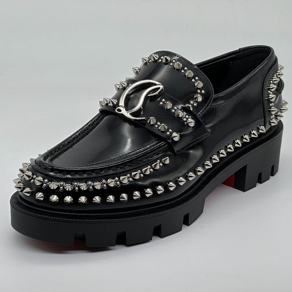 Christian Louboutin CL MOC LUG SPIKES FLAT Leather Loafers Moccasin Shoes - Picture 7 of 15